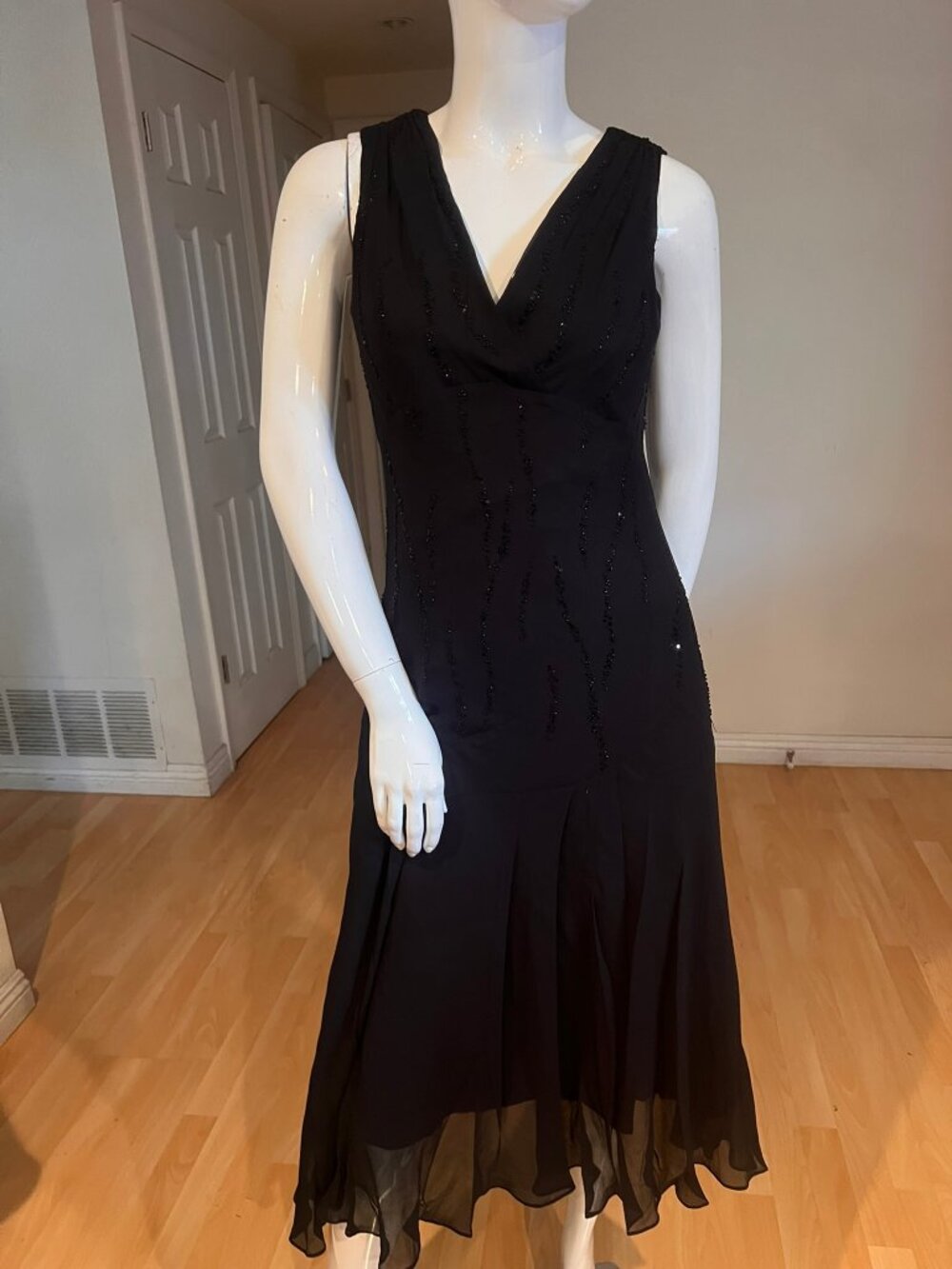90'S VINTAGE JONES NEW YORK BEADED SILK DRESS WHIMSIGOTH DARK FAIRYCORE SZ 10